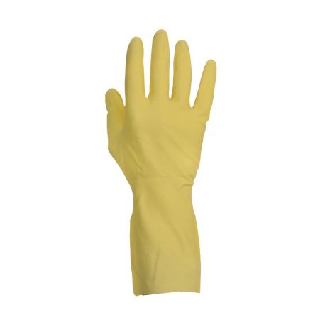 0211691 - Gant de ménage latex jaune fl ocké coton