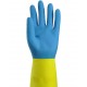 0212691 - Gant de ménage bicolore bleu/jaune flocké coton - la paire