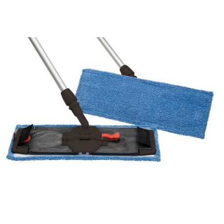 Le Plus de l'entretien - Balai trapèze lavage à plat fixation Velcro + Bandeau microfibre + manche télescopique 140cm