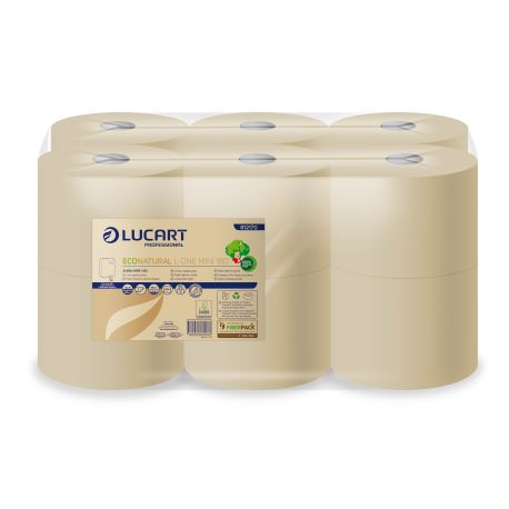 Papier toilette maxi jumbo Ecolabel 2 plis havane Eco Natural Lucart-6 bobines de 350 m