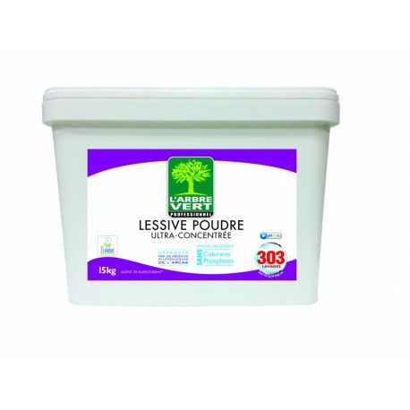 Lessive en poudre concentrée Ecolabel seau de 15 kg L'arbre Vert 