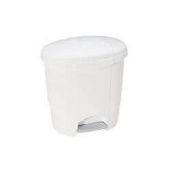 Poubelle plastique ovale à pédale blanche