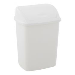Poubelle plastique rectangulaire à pédale blanche