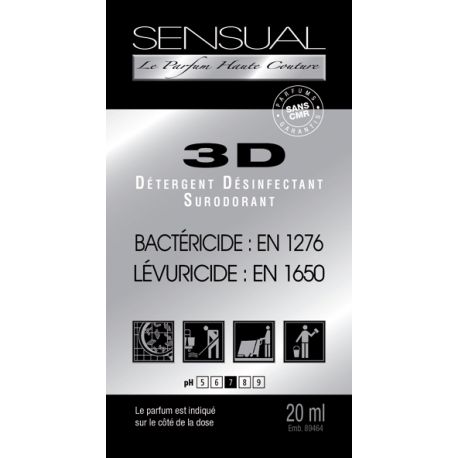 Détergent désinfectant surodorant 3D dose 20 ml - lot de 250